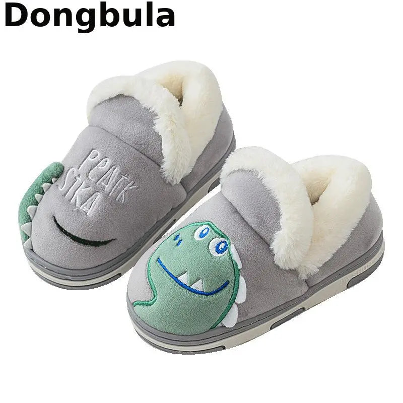 Winter Dinosaur Kids Slippers For Home Boys Girls Flip Flops Soft Non-slip Children Indoor Cotton Shoes Baby Slippers For Girls
