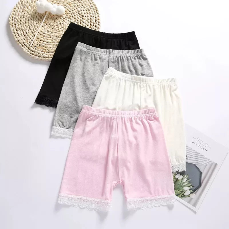 4Pcs/lot Summer Shorts Girls Clothes Baby Shorts 3 to 10Y Kids Pants Girl Solid Boxer Lace Underwear Children Safety Beach Short