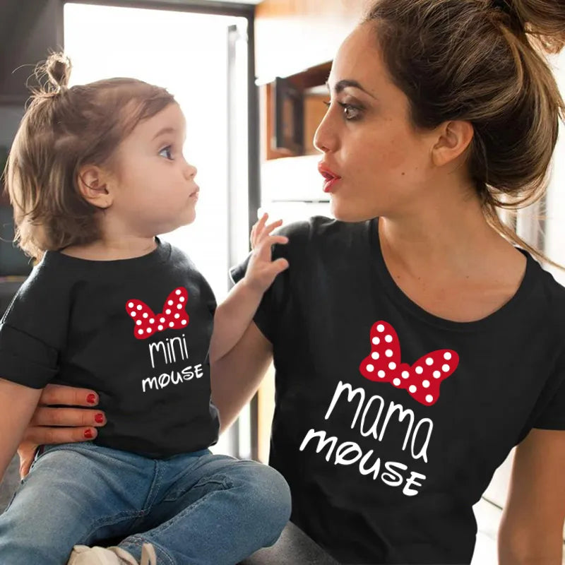 Mother kids Tshirt MAMA & MINI mommy and daughter matching clothes baby girl clothes Fashion cotton family T Shirt Short Sleeve